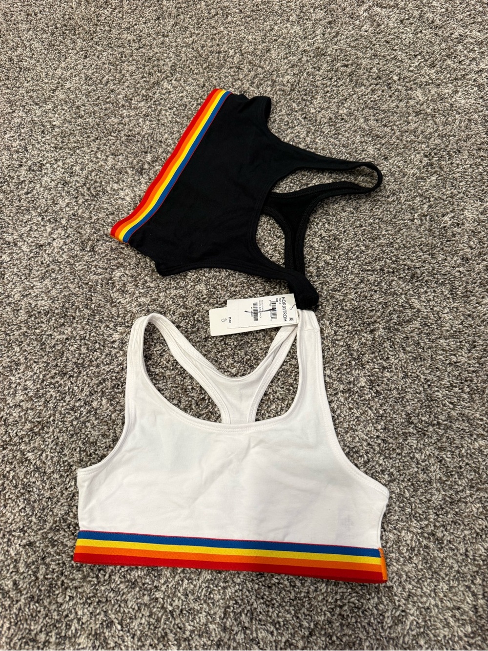 Treasure & Bond Girls 2 Pack Racerback Bras Size 10/12 Black White Rainbow NWT